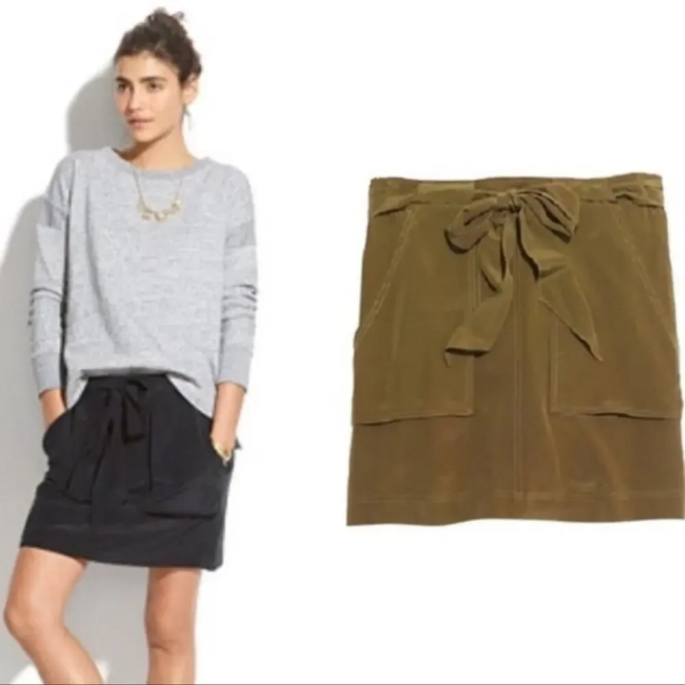 Madewell 100% Silk Lookout Skirt Olive Green‎ Women’s Size Medium